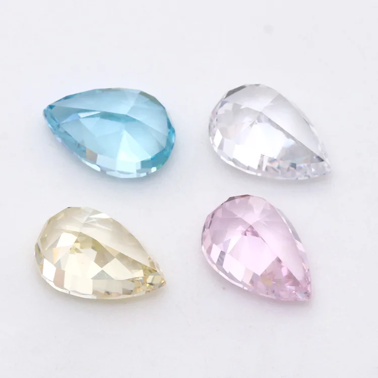 6x9mm 6A grade good quality synthetic cz stones cubic zirconia price crushed ice cut pear shape loose stone cubic zirconia