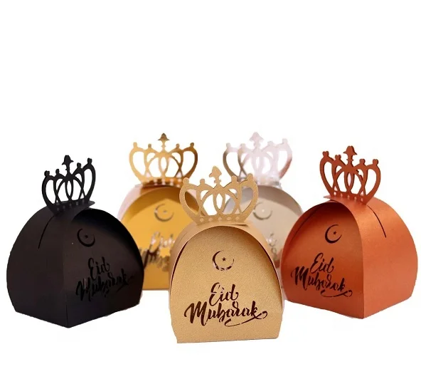 ramadan decoration Eid Mubarak candy box shiny crown muslims festival hollow gift box Islamic festival party favor