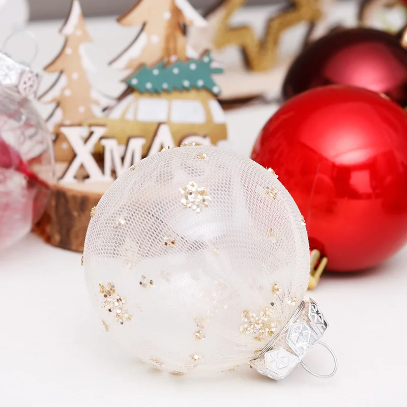 Family christmas ornaments 6cm/30pcs red transparent ball christmas tree decorations balls