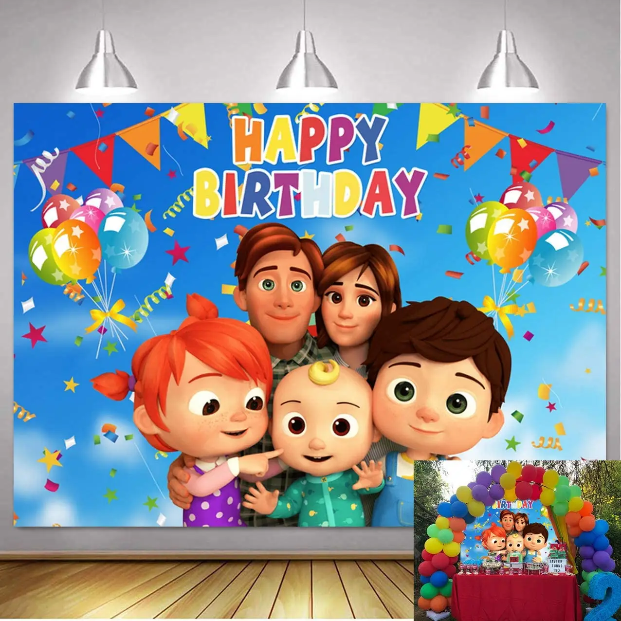 Birthday Party Baby Shower Photo Vinyl Newborn Parties Decorations Supplies Banner Lovely Family  Cartoon Cocomelon Backdrop