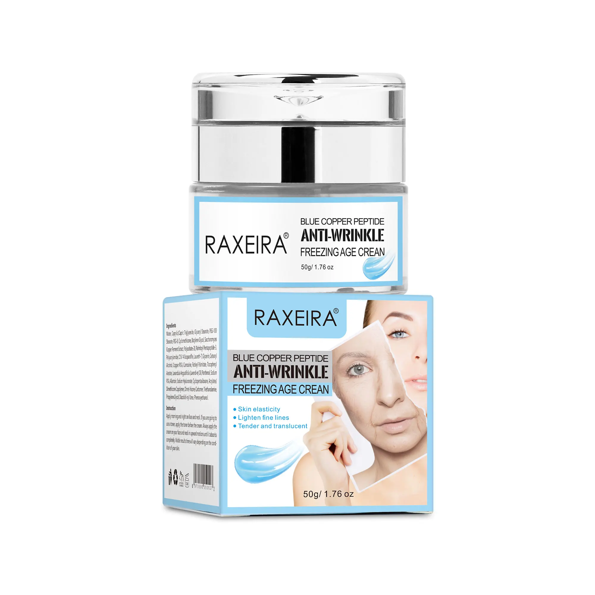 Private Label Sodium Hyaluronate Glycerin Skin Tightening Anti-Wrinkle Hydrating Copper Peptide Face Cream