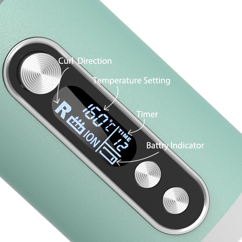 Portable Mini LCD Display cordless Auto hair Curling Iron Wireless USB Hair Curler