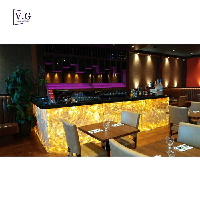 New Design Red And Black Countertop LED L Shape Bar Counter Table For Home Coffee Shop Restaurant