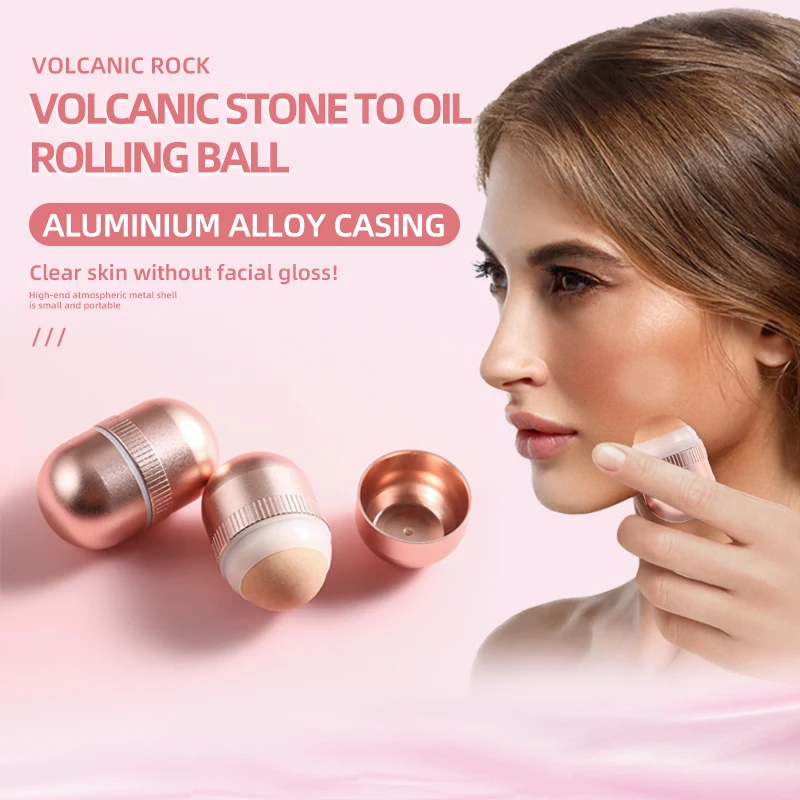 2021 Natural Absorbing Oil Volcanic Face Roller Reusable Facial Skincare Tool for At-Home or On-the-Go Mini Massage