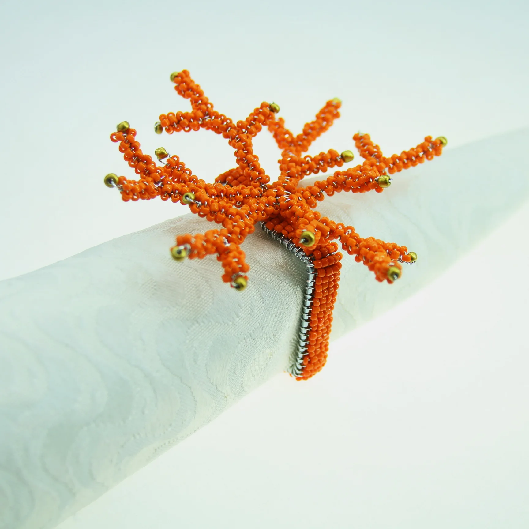 coral napkin ring in colors glass beads napkin holder,