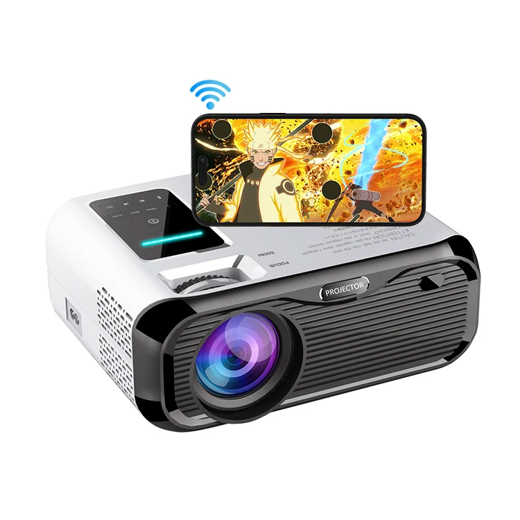 Mini Projector LCD HD 1280x720P Smart Android Wifi BT Quad Core Mobile Phone Projector for Home Theater/Outdoor/Meeting