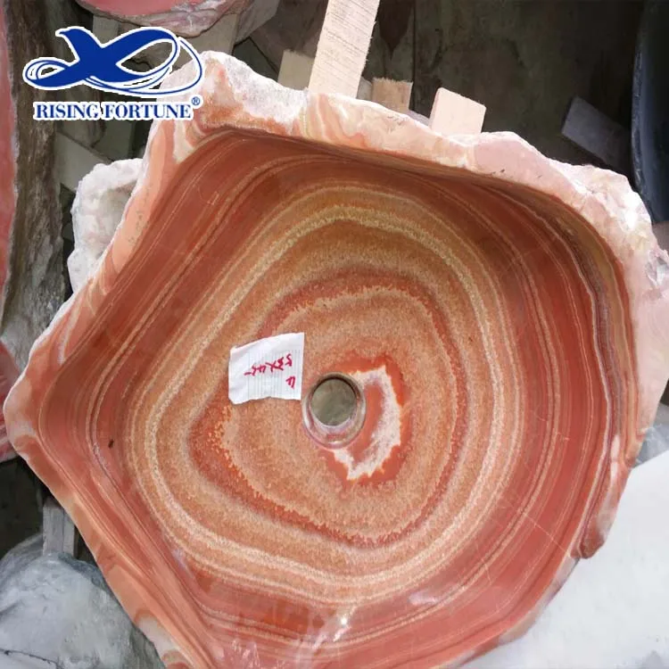 Red onyx irregular basin