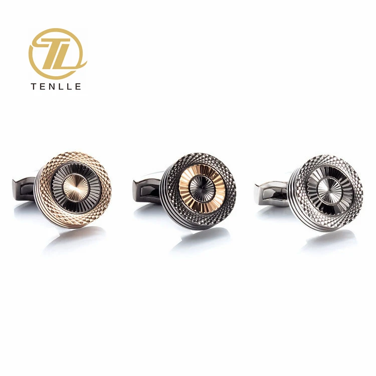 High Quality Steampunk Stainless Steel Silver Engraved Cufflinks for Men