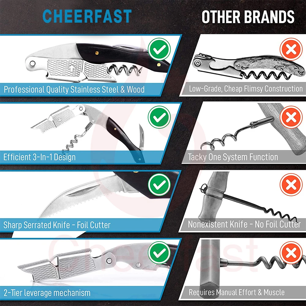 Excellent Cork Screw Red Wine Wood Corkscrew Pourer And Stopper Wooden Box Kit 3Pcs Bar Accessories Wine