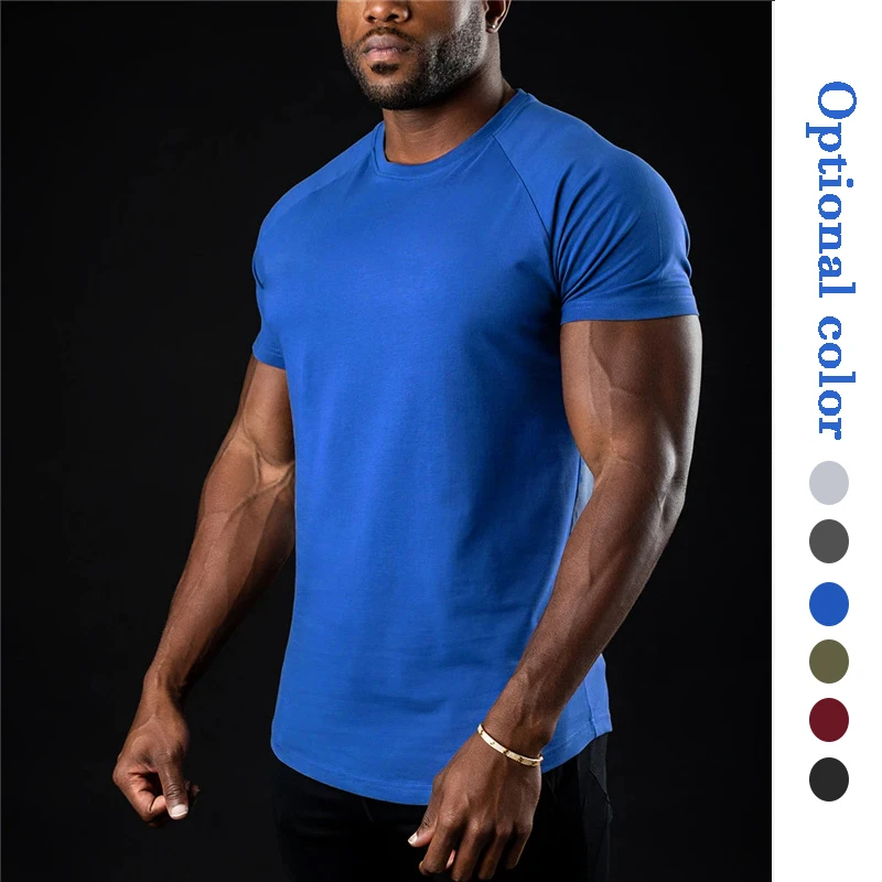 Custom High Quality 95 Cotton 5 Spandex Sports Men T Shirt Plain Running Fitted Gym Logo Printing On Mens T Shirt