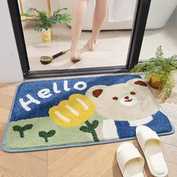 DAJIANG cute bear flower bath mat High-fleece absorbent non-slip TPR bottom floor mat