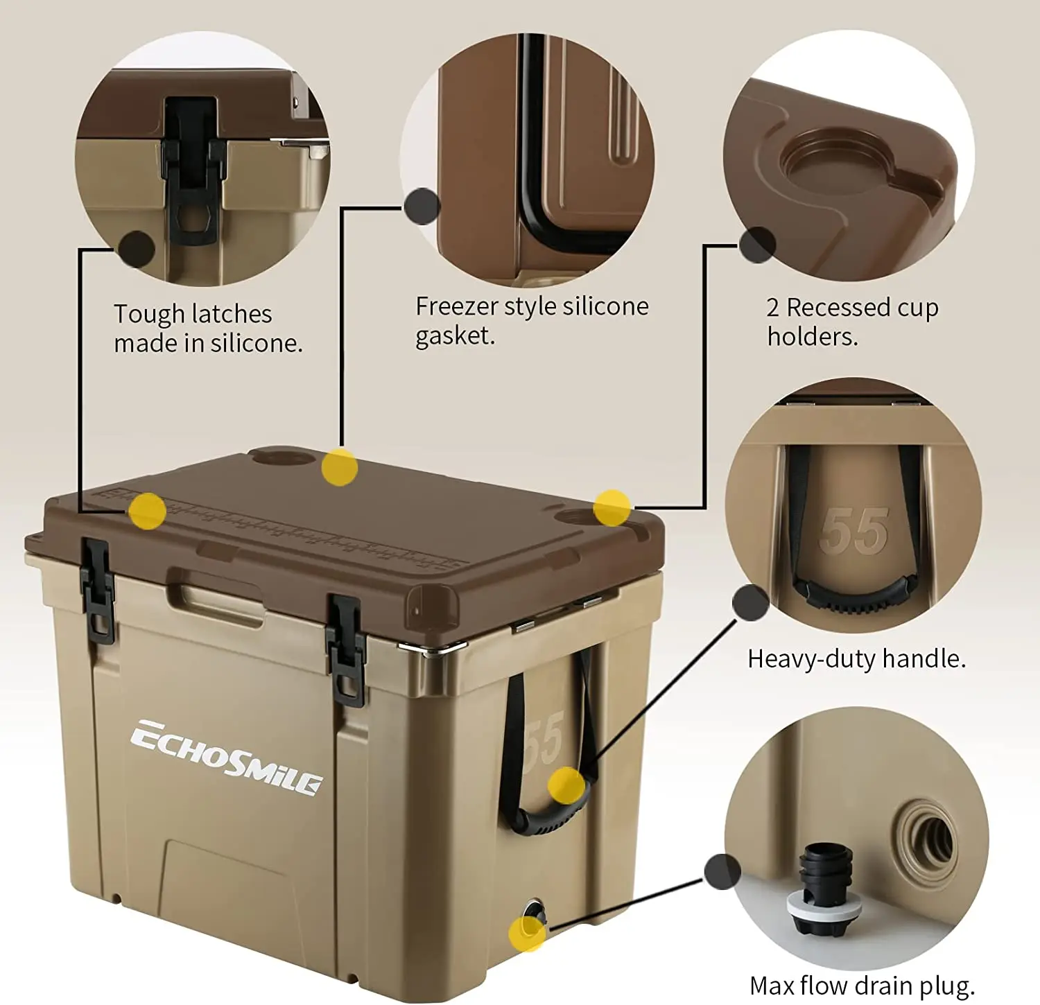 New Design Portable 55QT Cooling System Box Outdoor Camping Heavy-duty rotomolded ice chest cooler box