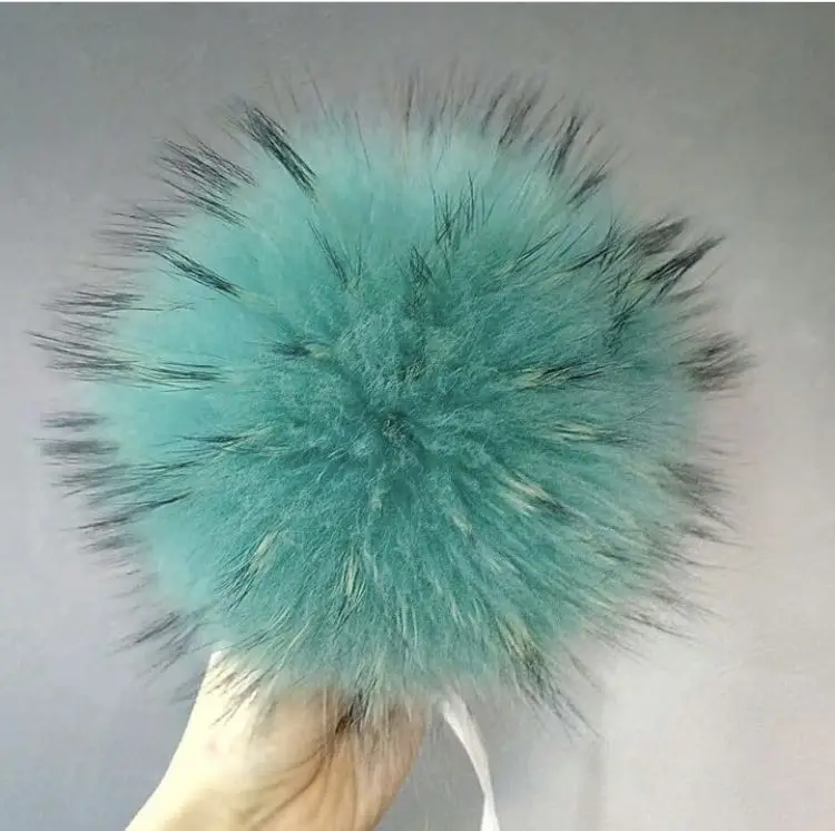 Real Raccoon Fur Pompom Balls 9cm 13cm 15cm Snap Button Winter Beanies Accessory for Garments Real Rabbit Fox Pelt Material