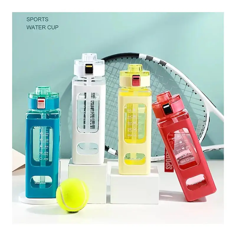 New Design Kids 700ml Large Capacity Water Bottle Durable Cute Square Plastic Water Bottle