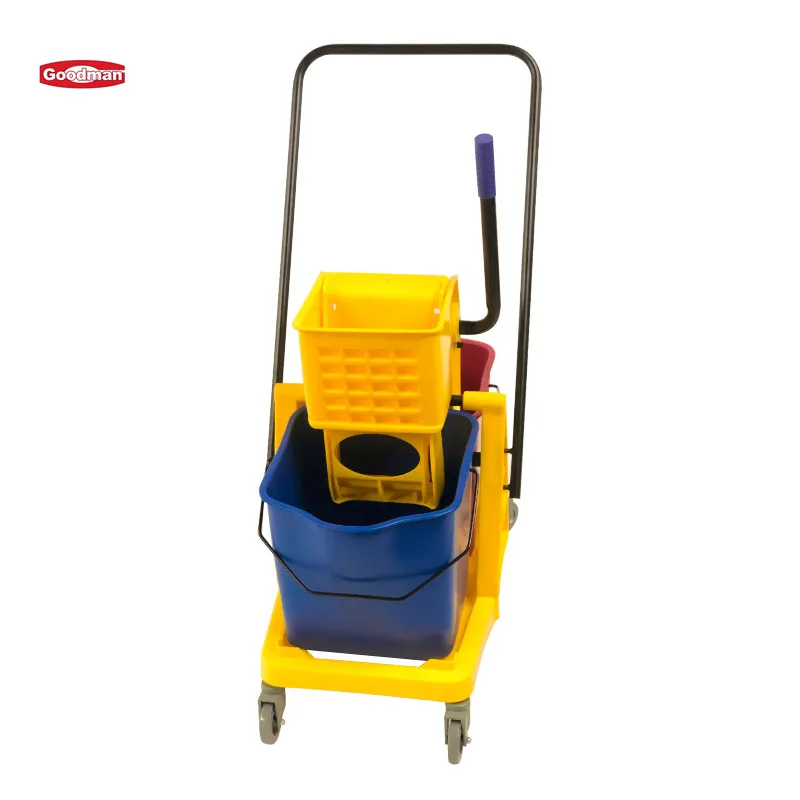 PP Plastic Double Bucket Mop Wringer Trolley With Handle