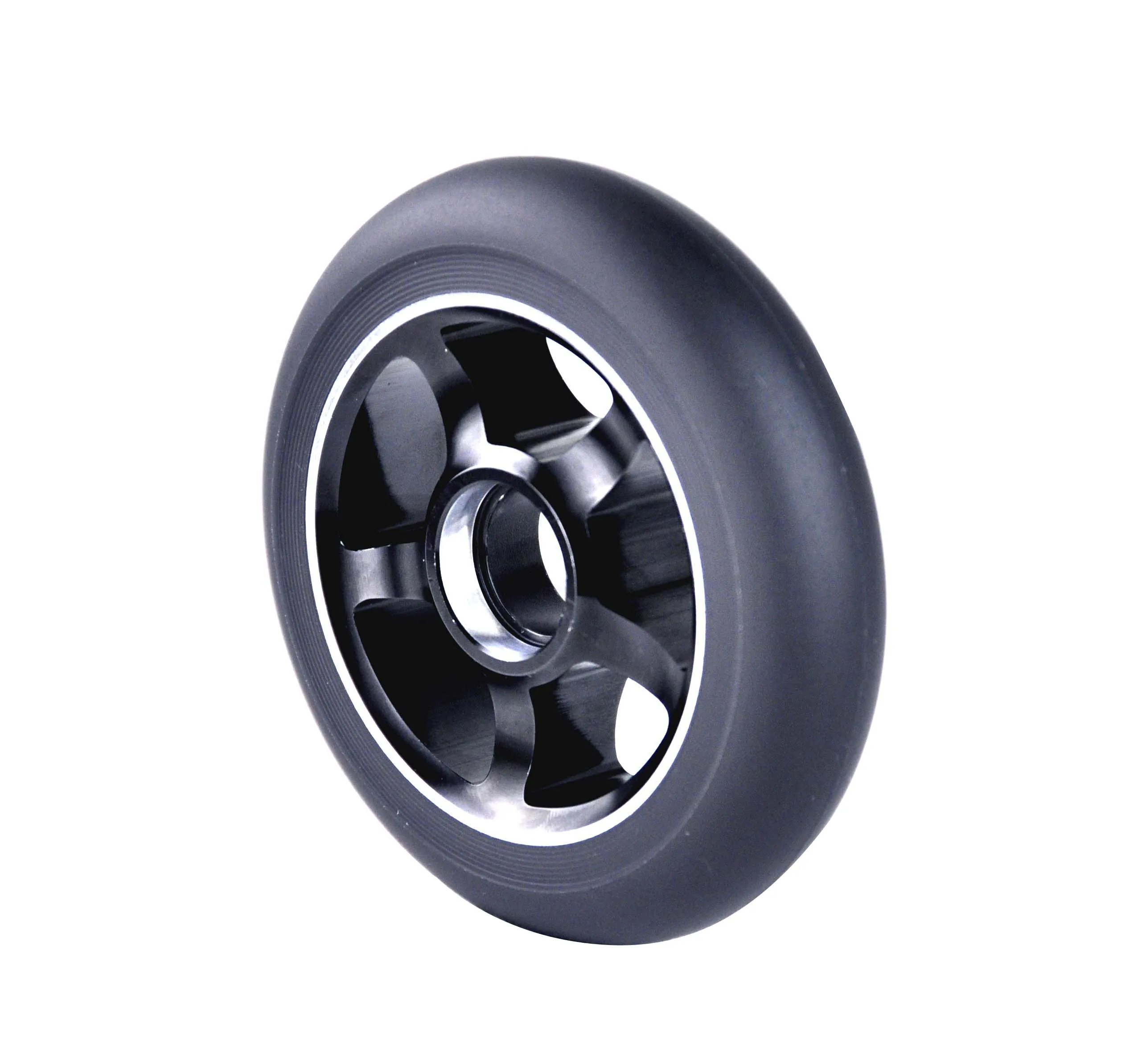 Source factory products 100X24mm Mute Double ball bearing Aluminum core scooter  high elasticity polyurethane caster