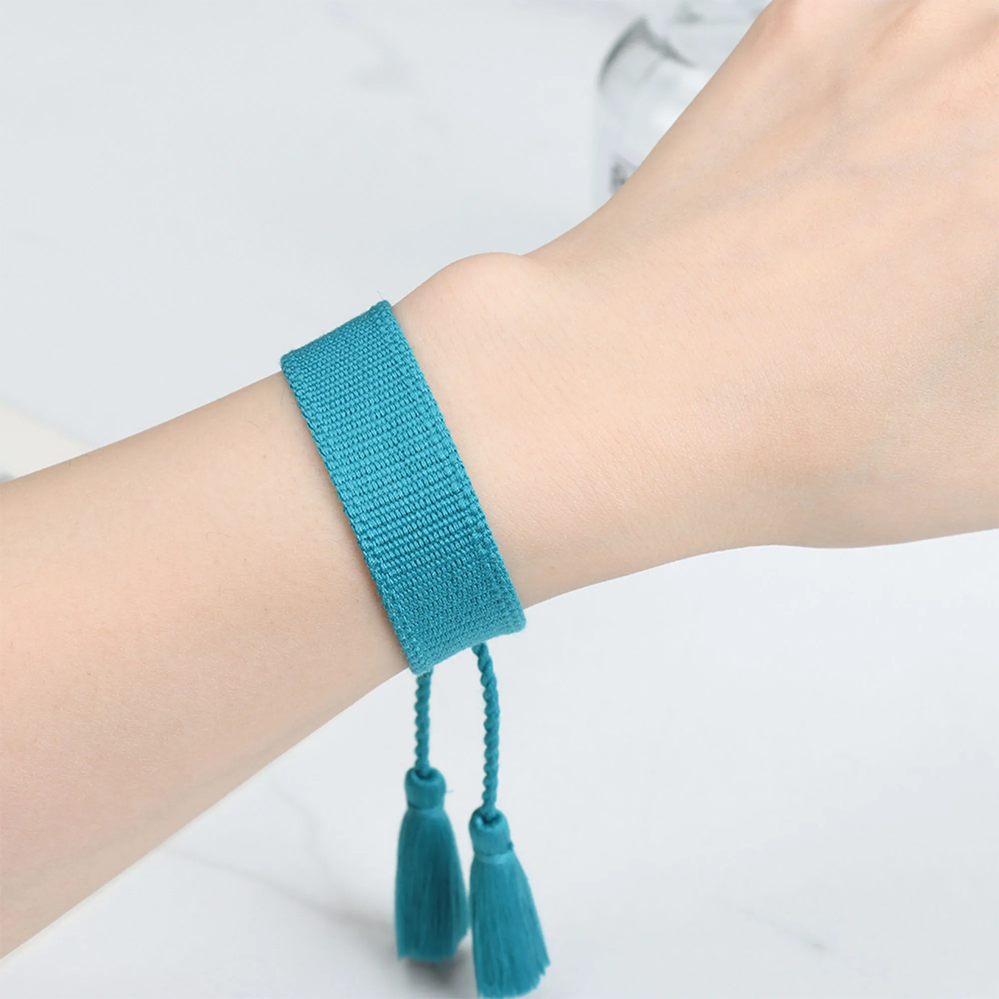 Pink Peacock Green Handmade Tassel Bracelet Friendship Braided Rope Adjustable Wristband for Women Gifts Boutique