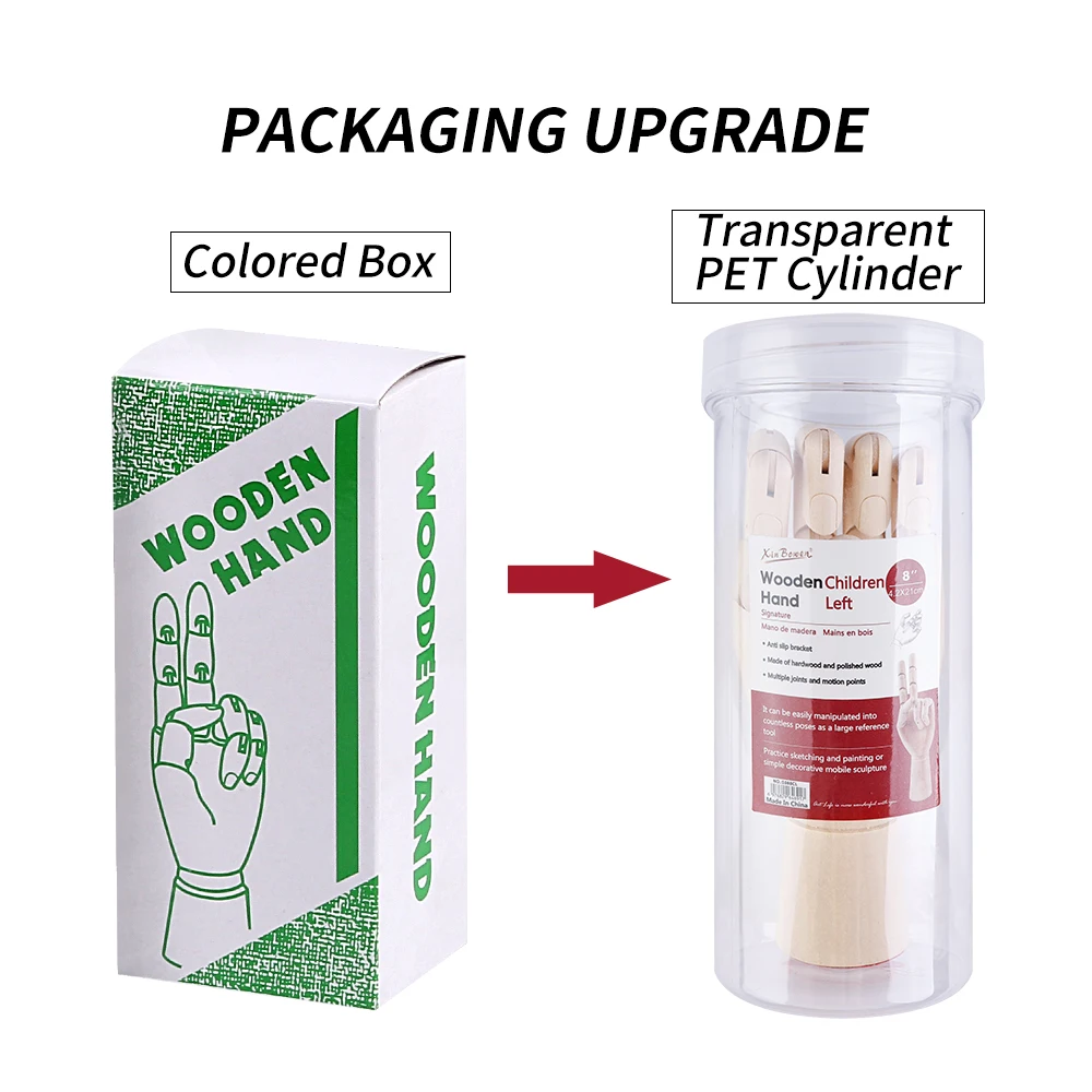 Xin Bowen 10 Inches Fine Quality Wooden Hand With PVC TUBE Package Art Model For Sketch Art Creation Accessories