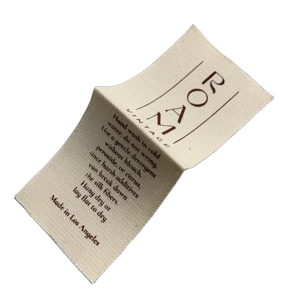 Wholesale Custom Washable Cotton Fabric Print Tags Labels and Stickers for Clothing