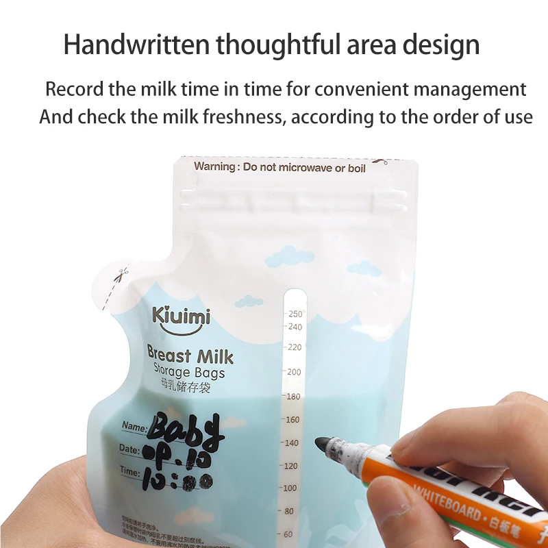 kiuimi breast milk fresh keeping bag milk storage bag can hold 250ml capacity 30 pieces in a box