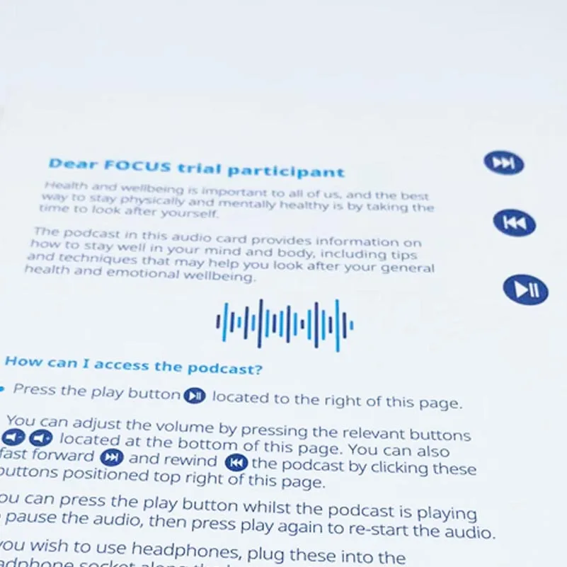 Pre-recorded Audio Book change audio file by USB port audio invitation card sound book with different chapter button