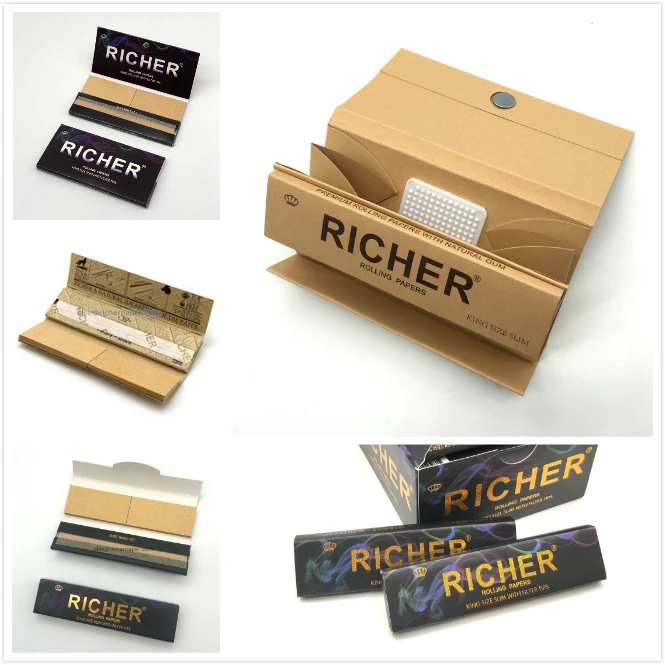 
Custom your own logo new arrivals 3 in 1 tray + grinder + filter tips natural hemp rolling paper 
