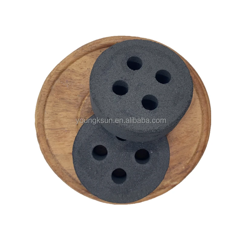 Круглый бамбуковый уголь для кальяна YKS Duabi 50 мм с 4 отверстиями