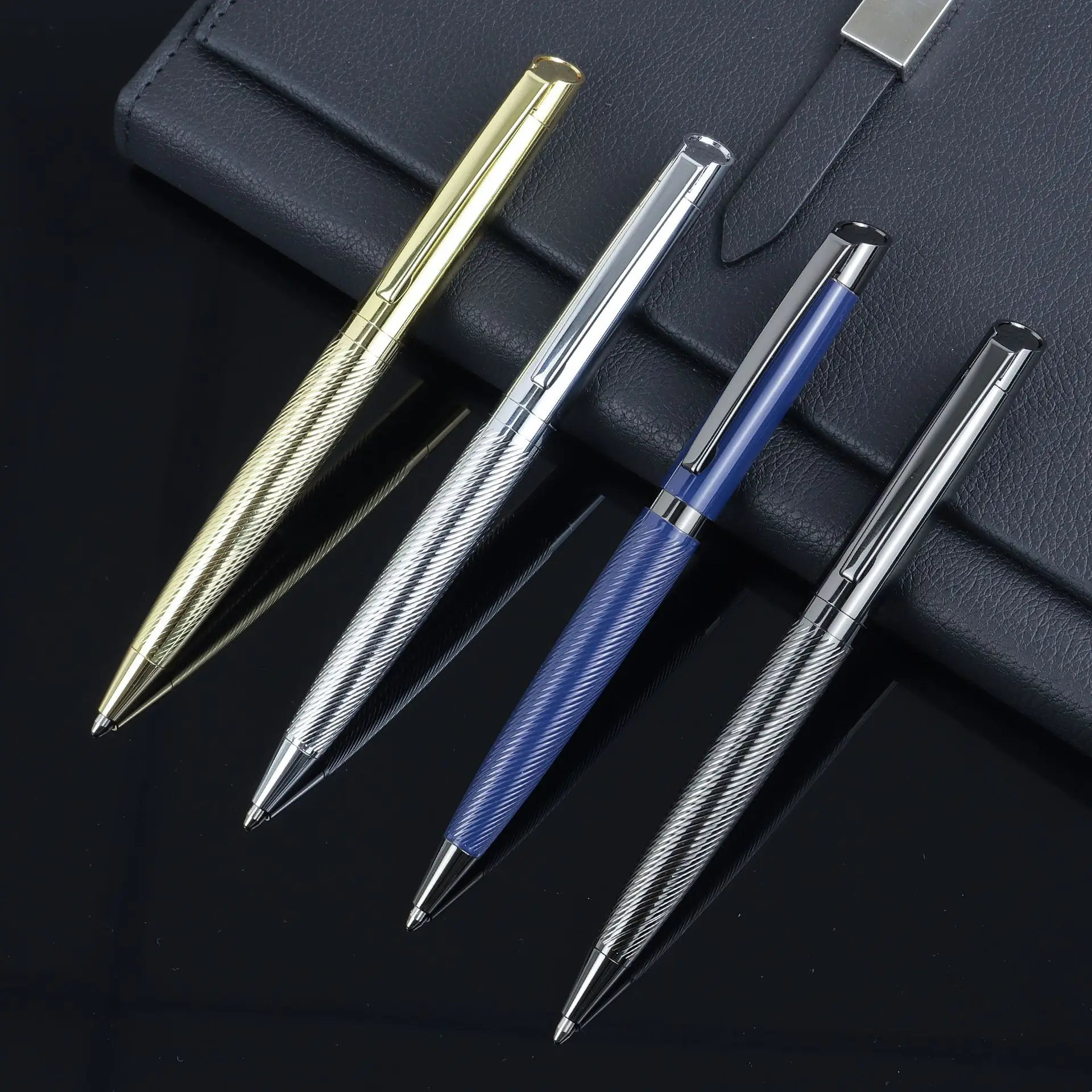 High Quality Kailong Pen Twist Ballpen Custom Logo Metal Ballpen Machinery Personalized Gift Metal Rod Ball Pen Gel Blue ink Pen