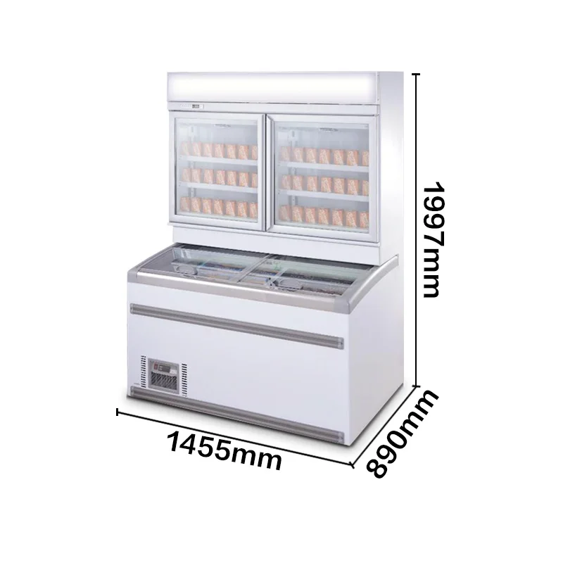 MUXUE Professional Complete Machine Supermarket Display Combined Island Freezer 368L+600L