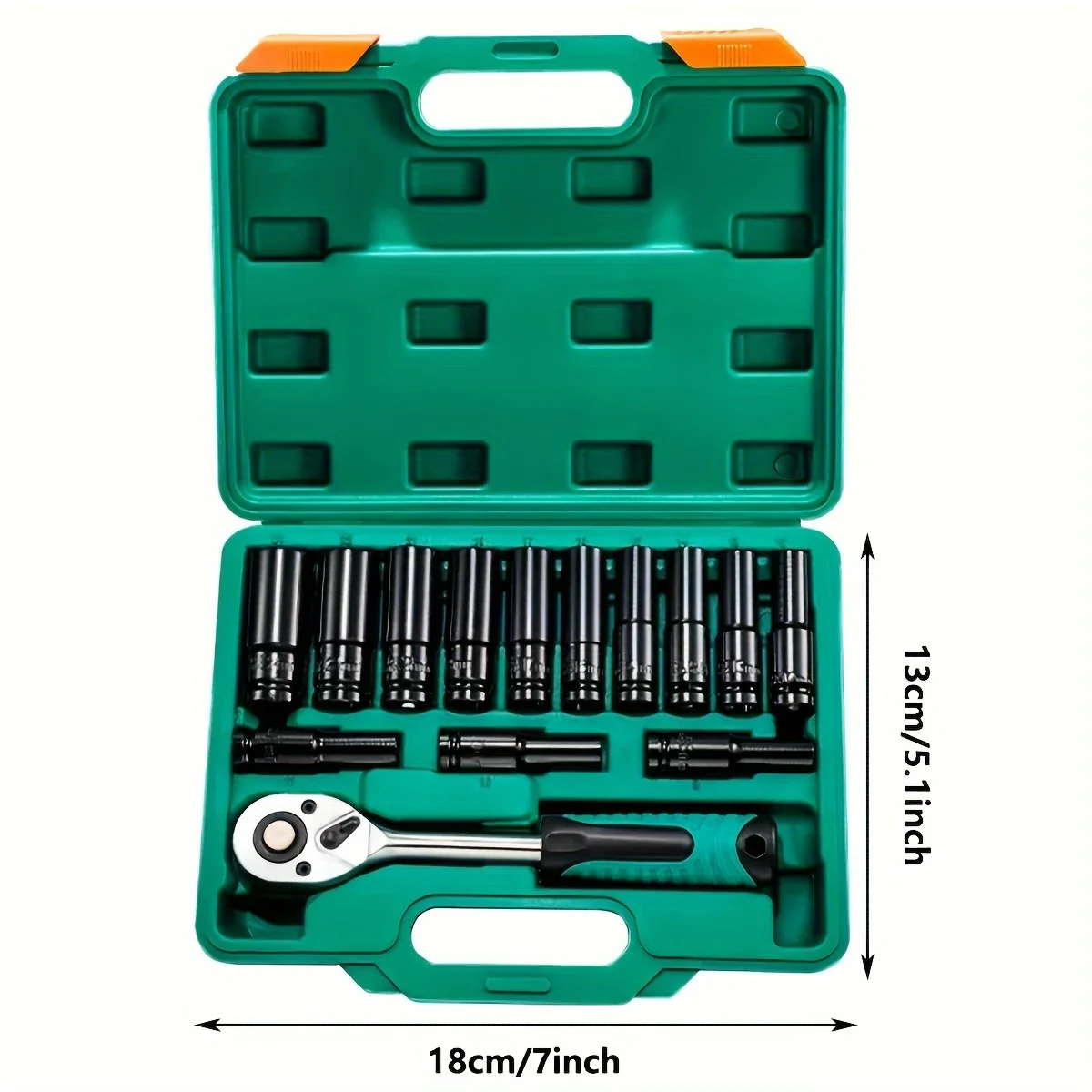 14-Pcs Half Auto Large Ratchet Combined Maintenance Tool Pneumatic Extended Sleeve OEM CR-V Hard Case Auto Repair Tool Kit