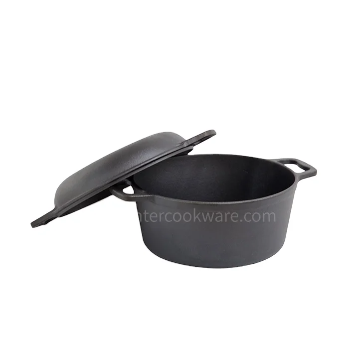Custom Combo Cooker 2 in 1 Cast Iron Cookware Set Double Dutch Oven 5-Quart With Domed Skillet Lid