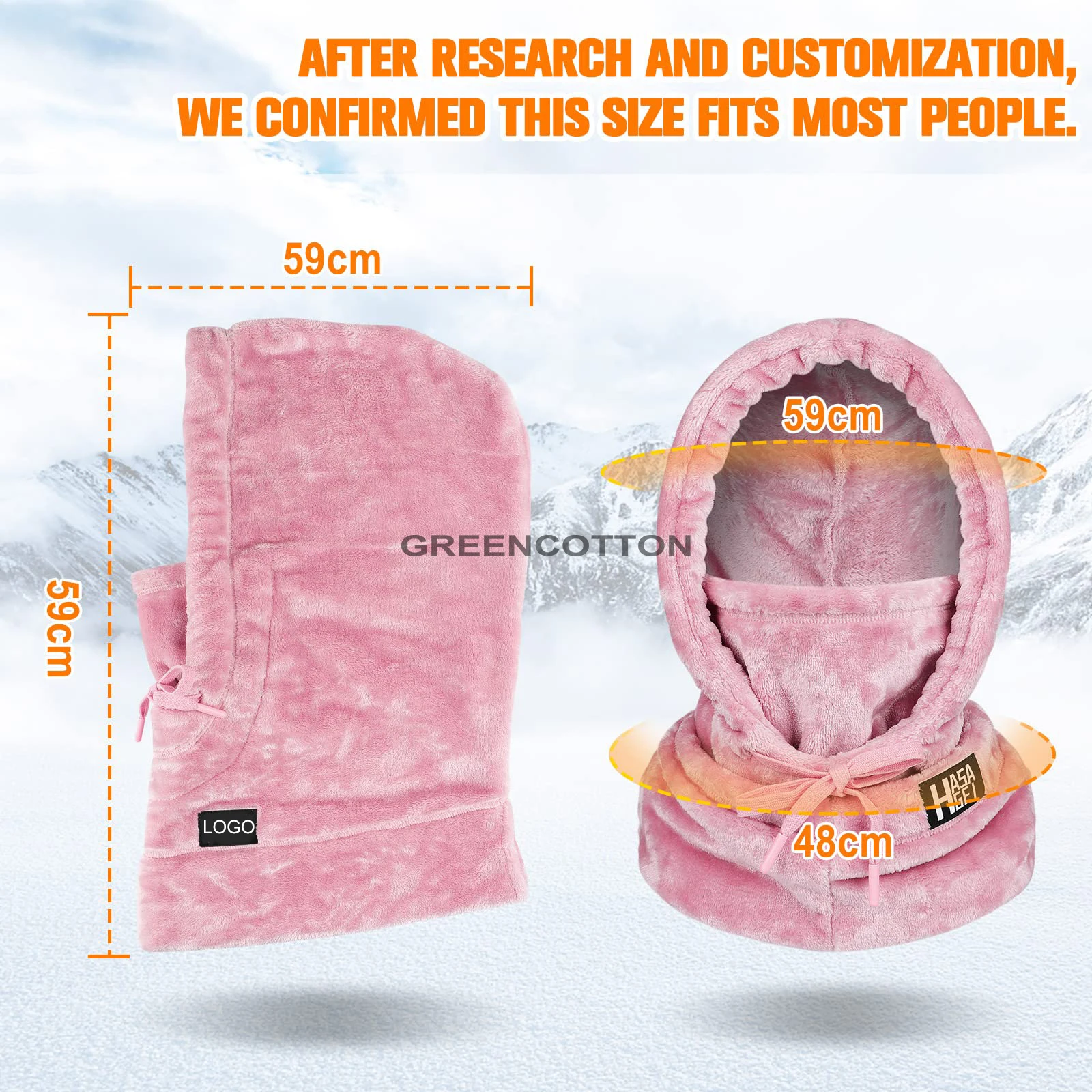 Custom Logo Ski Mask for Women Balaclava Men Snowboarding Windproof Thermal Hood Winter Neck Warmer with Plush