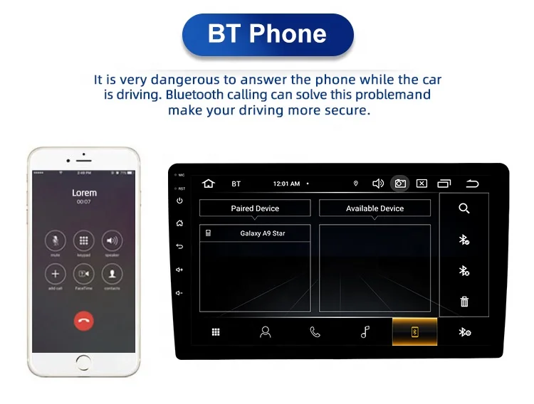 JYT 10inch 1Din 4+64GB BT5.0 Carplay autoradio am radio car dvd player