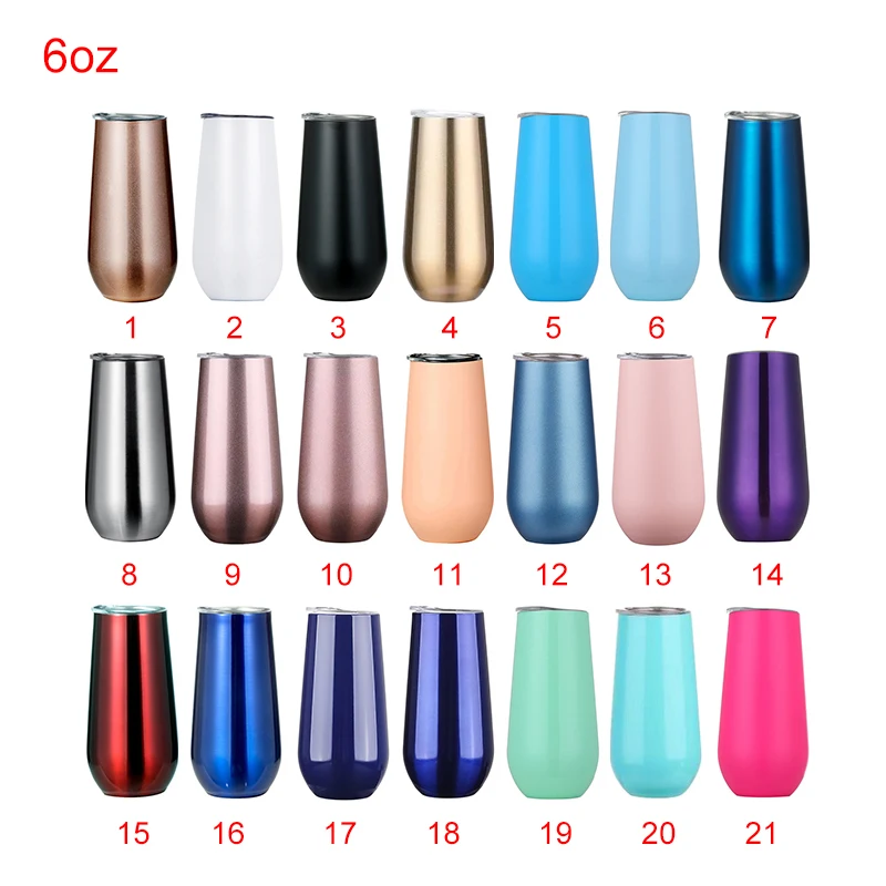 12oz Wine Tumbler Stainless Steel Double Walled Eggshell Tumbler Stemless Insulated 12 oz Champagne Tumbler Cup with Lids
