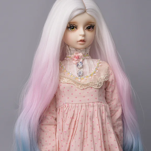 Fluffy Tricolor Stitched Long Slightly Curved Hair Doll Hair Wigs Toy Accessories Dolls For Girls