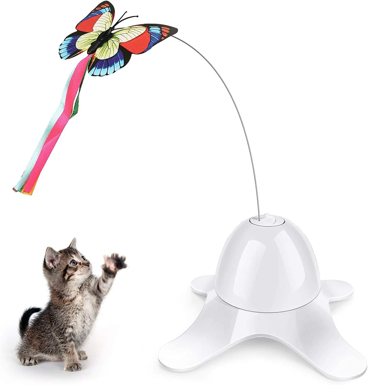 
Automatic Rotating Butterfly Lifelike Flying Movement Realistic Fluttering Sound Interactive battery operated cat toy for Indoor 