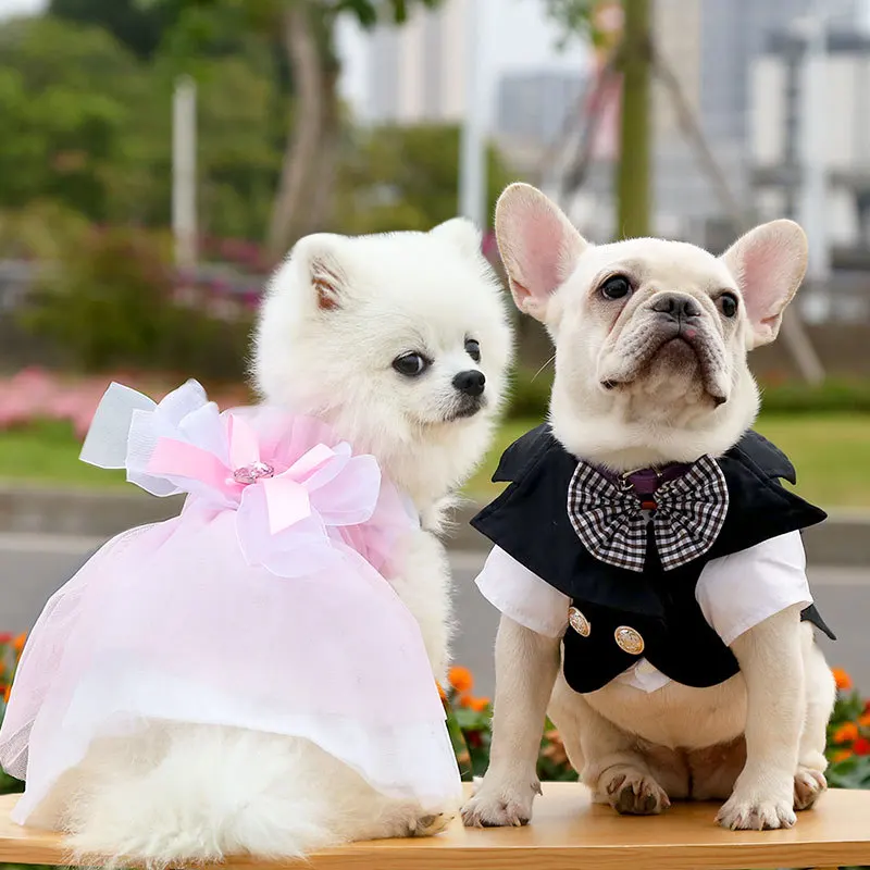 Gentleman Dog Clothes Suit Boy Dog Wedding Dress Tuxedo Party Pet Clothing Outfit Poodle Bichon Schnauzer Pug Clothes