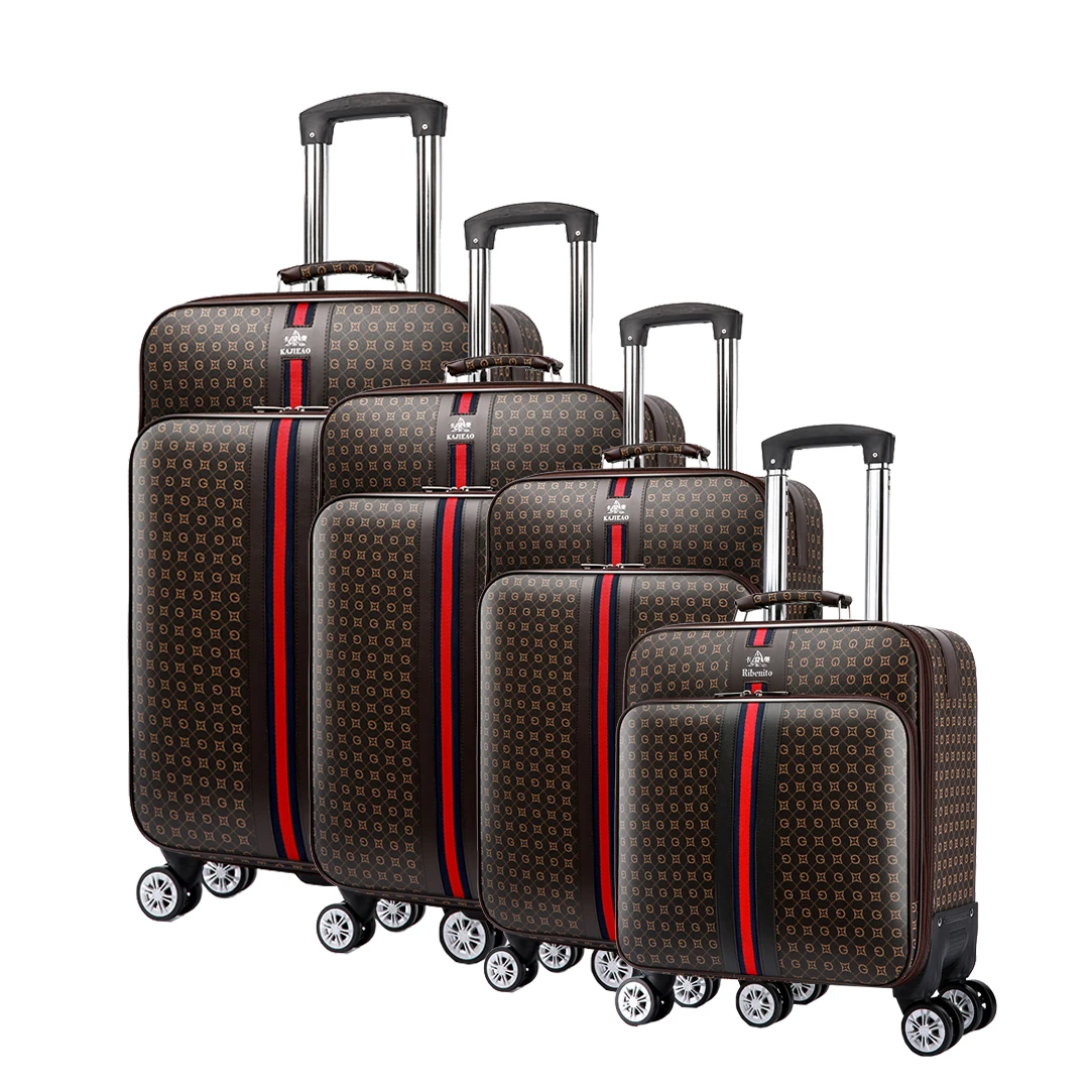 Carry-ons Wholesale Large Capacity Business Suitcase Set PU Leather Men Trolley Bag Luggage 4 Set Suitcases Luggage