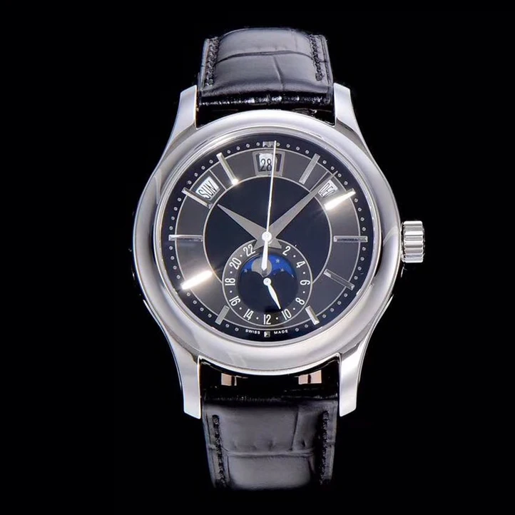 5205R-010 GRF Automatic Watch for men Complications Annual Calendar Rose Gold Black Dial Brown Leather Moon Phase wrist watch