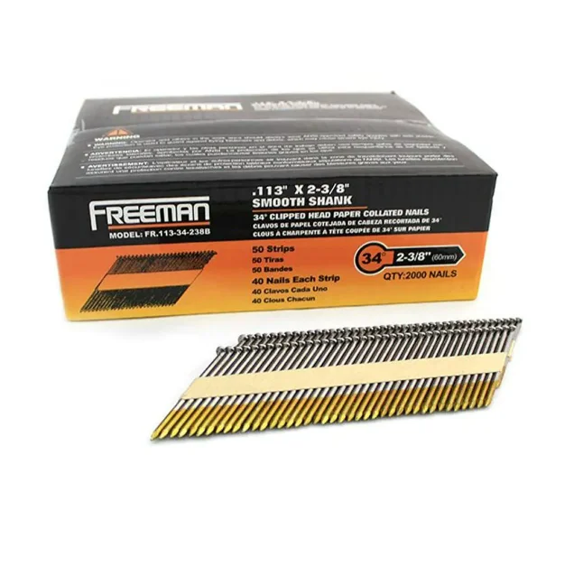 30/34 Degree clipped head paper strip framing nails smooth shank import nails