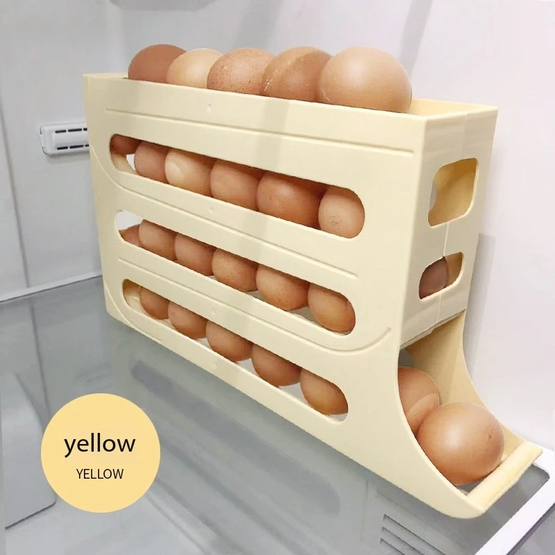 Egg Holders Dispenser for Home and Kitchen Organizer Accessories Automatic Rolling Egg Trays with 4 Tiers