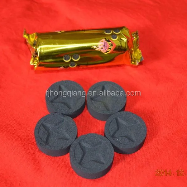 HongQiang Manufacture 35mm Incense Charcoal Soho Star Round Fruit Wood Charcoal for Hookah