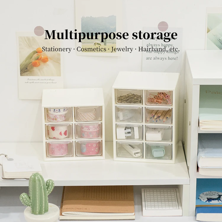6-grids PS Factory wholesale Household products desktop storage plastic Jewelry storage box Stationery storage box for sale