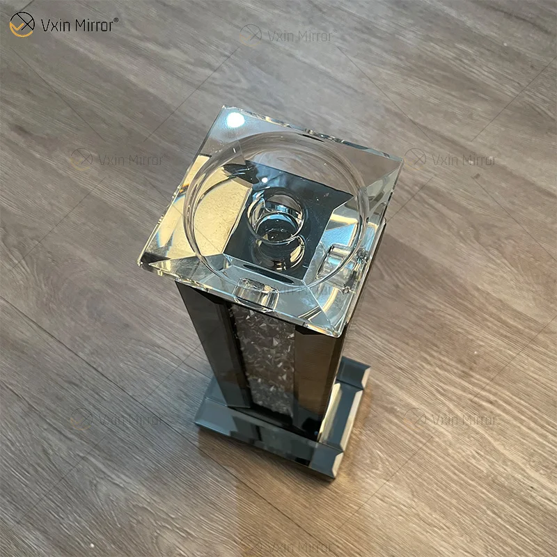 2022 WXCH-036  Crystal Mirrored Candle Holder mirror Classic European Gray Candle Holder Home Decoration for living room
