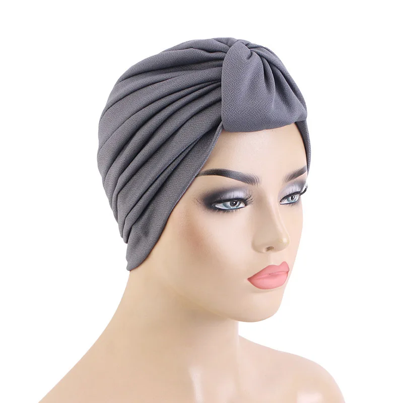 Custom logo Turban Cap Head Wraps Solid Color Turban Headband for Women Girls