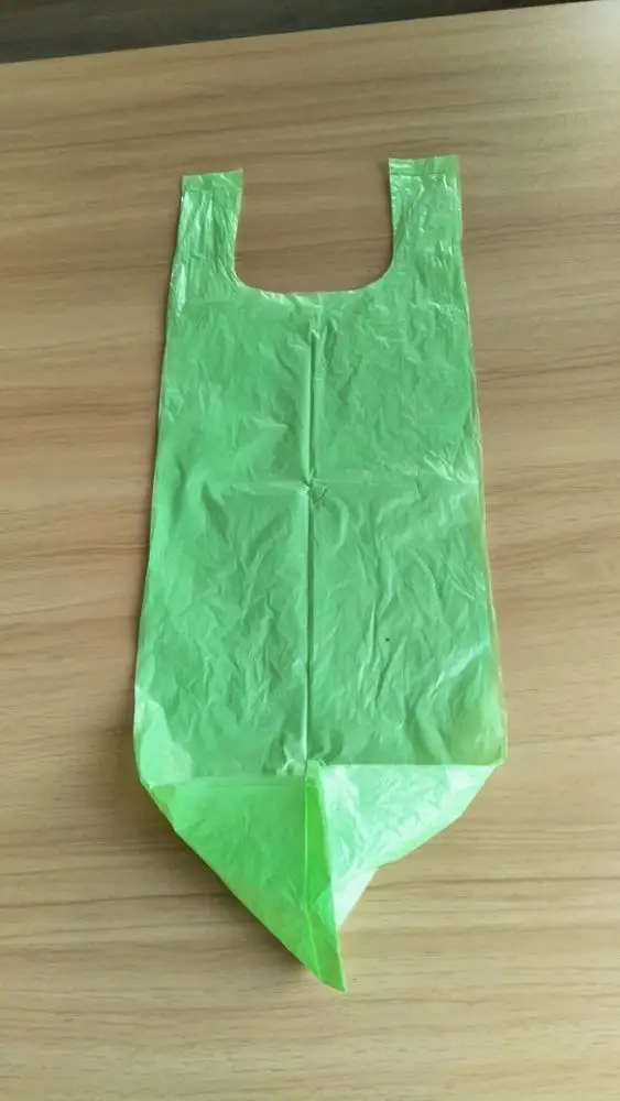 Eco friendly 100% biodegradable compostable kitchen trash bag with handle T-shirt trash bag on roll