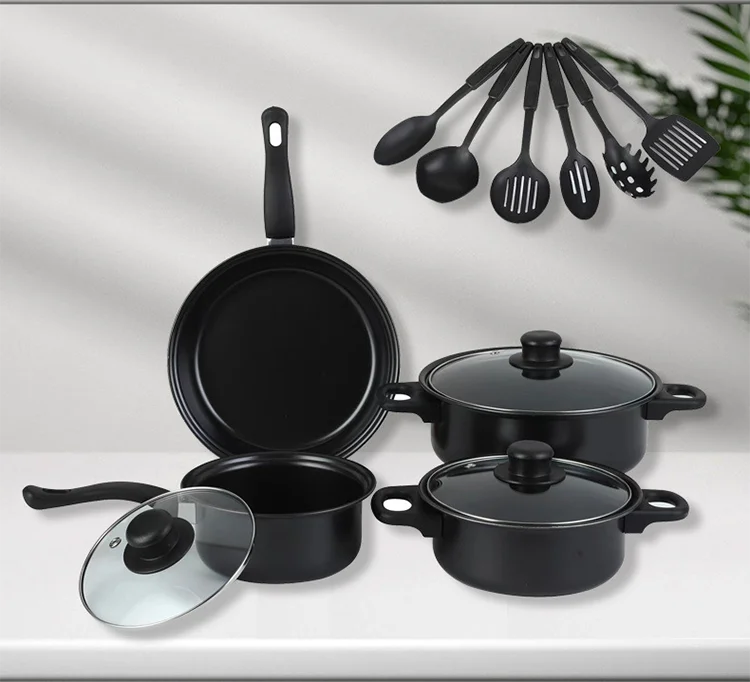 13 Pieces Cast Iron Nonstick Saucepan Cookware Sets Kitchen Tool