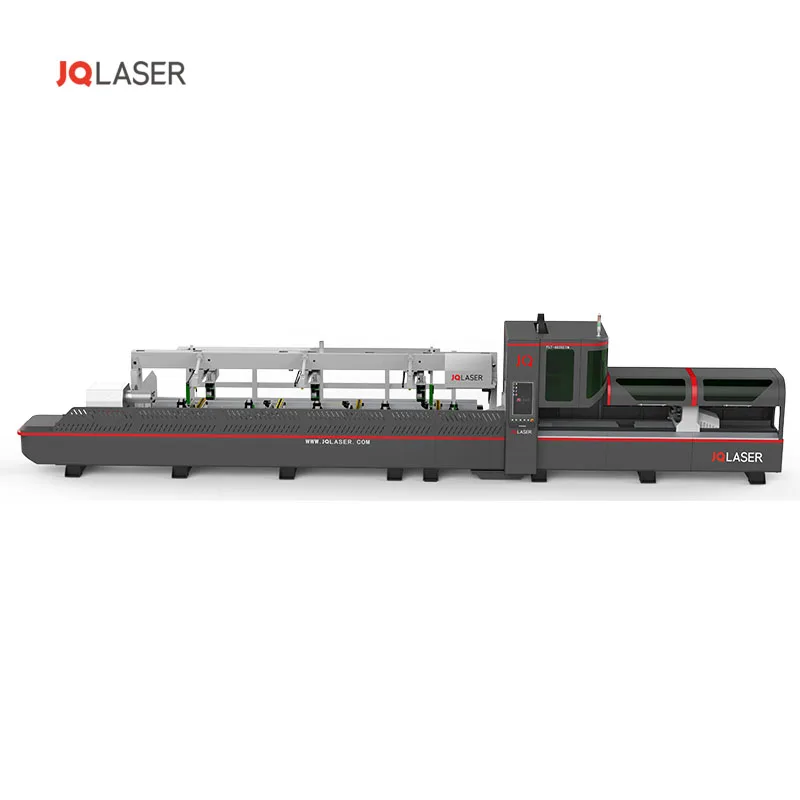 JQ three chucks automated laser tube cutter 3kw fiber laser tube cutting machine for carbon steel and stainless steel