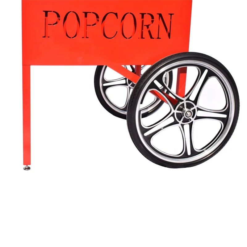 Two-Wheel Antique Red Wagon Mobile Model Popcorn Popper Cart Small Scale 16oz Mobile Popcorn Machine