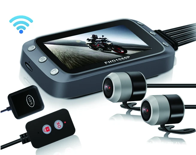 
1080P Full HD Camera Motorcycle Waterproof Dual Lens GPS WiFi Driving Video Recorder 